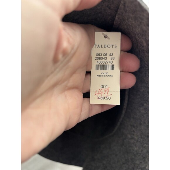 NWT TALBOTS Heather gray Felted Wool Bucket Hat Green Bow Suede Trim, Preppy - Picture 4 of 8